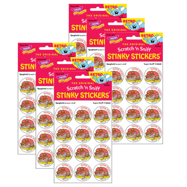 Super Stuff!-Spaghetti Scented Stickers, 24 Per Pack, 6 Packs