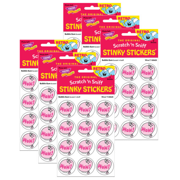 Wow!-Bubble Gum Scented Stickers, 24 Per Pack, 6 Packs