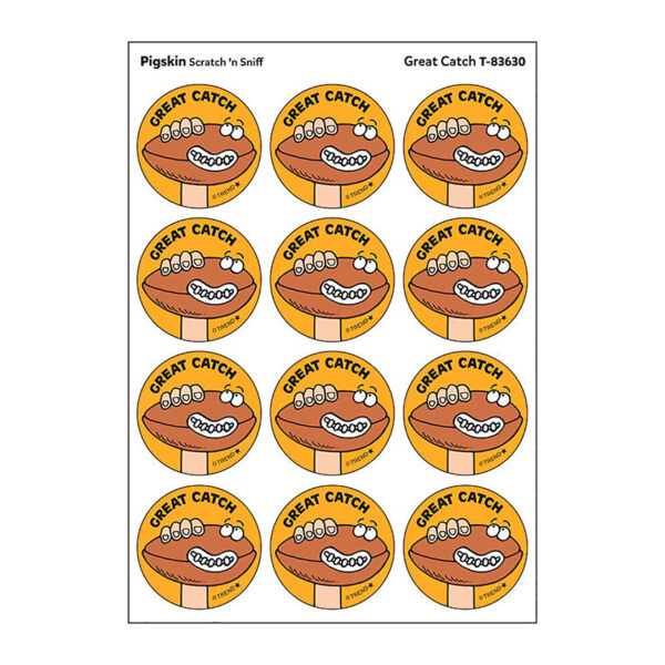 Great Catch-Pigskin Scent Retro Scratch 'n Sniff Stinky Stickers, 24 Per Pack, 6 Packs