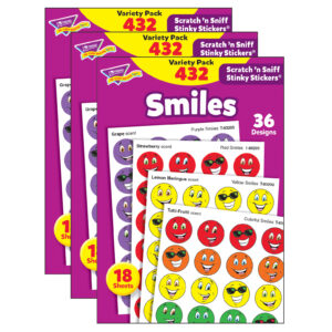 Smiles Stinky Stickers Variety Pack, 432 Per Pack, 3 Packs