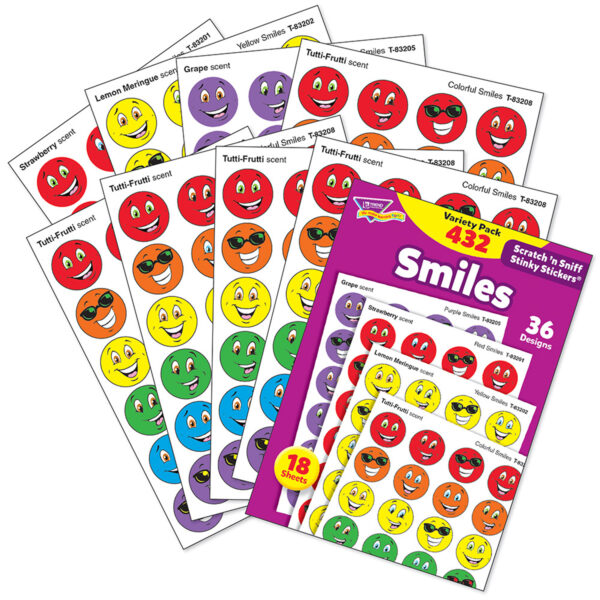 Smiles Stinky Stickers Variety Pack, 432 Per Pack, 3 Packs