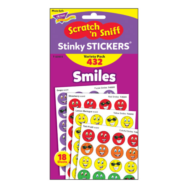 Smiles Stinky Stickers Variety Pack, 432 Per Pack, 3 Packs