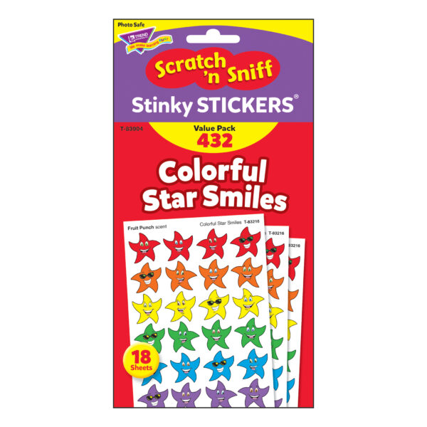 Colorful Star Smiles Stinky Stickers Variety Pack, 432 Per Pack, 3 Packs