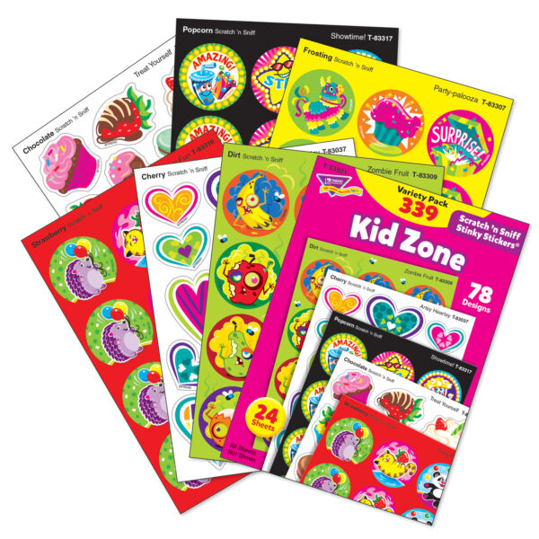 Kid Zone Stinky Stickers Variety Pack, 339 Count Per Pack, 2 Packs