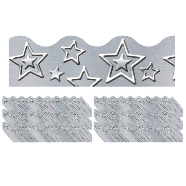 I ♥ Metal Silver Stars Terrific Trimmers, 39' Per Pack, 6 Packs