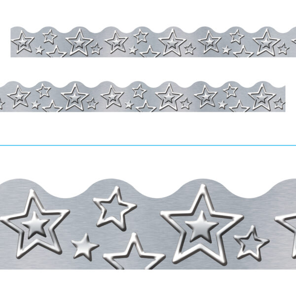 I ♥ Metal Silver Stars Terrific Trimmers, 39' Per Pack, 6 Packs