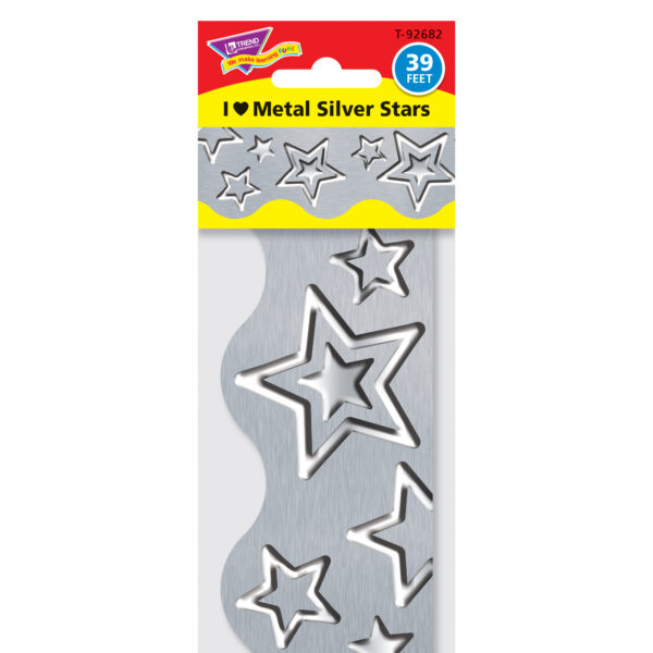 I ♥ Metal Silver Stars Terrific Trimmers, 39' Per Pack, 6 Packs