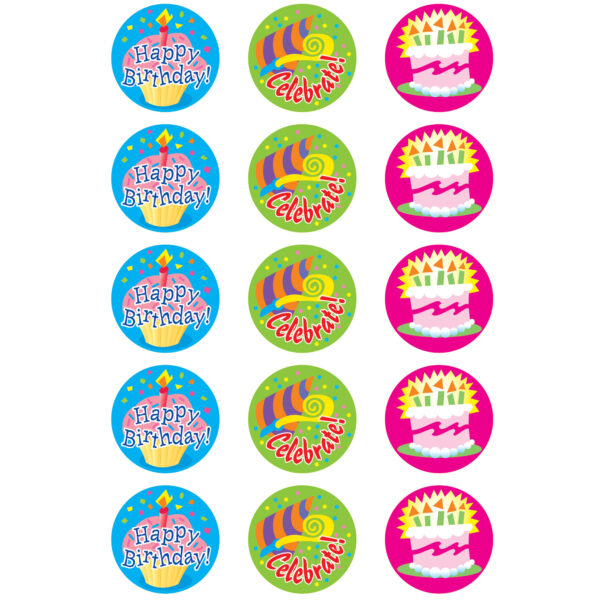 Happy Birthday-Vanilla Stinky Stickers, 60 Per Pack, 6 Packs