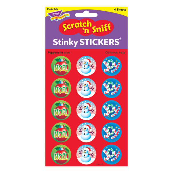 Christmas-Peppermint Stinky Stickers, 60 Per Pack, 6 Packs