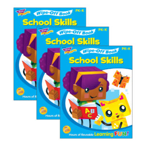 School Skills Wipe-Off Book Wipe-Off Book, 28 pgs, Pack of 3