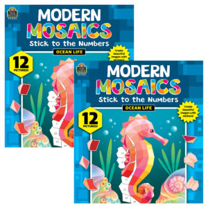 Ocean Life Modern Mosaics Stick to the Numbers Activity Book, Pack of 2