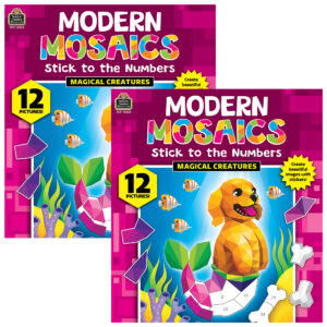 Magical Creatures Modern Mosaics Stick to the Numbers Activity Book, Pack of 2