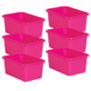 Pink Small Plastic Storage Bin, Pack of 6