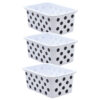 Black Polka Dots on White Small Plastic Storage Bin, Pack of 3