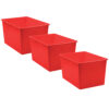 Red Plastic Multi-Purpose Bin, Pack of 3