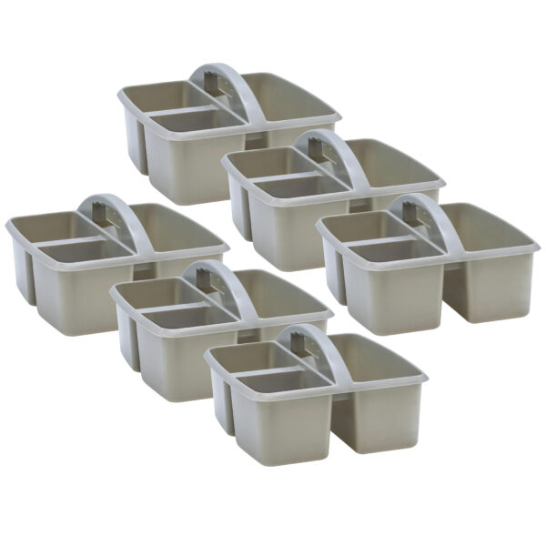 Gray Plastic Storage Caddy, Pack of 6