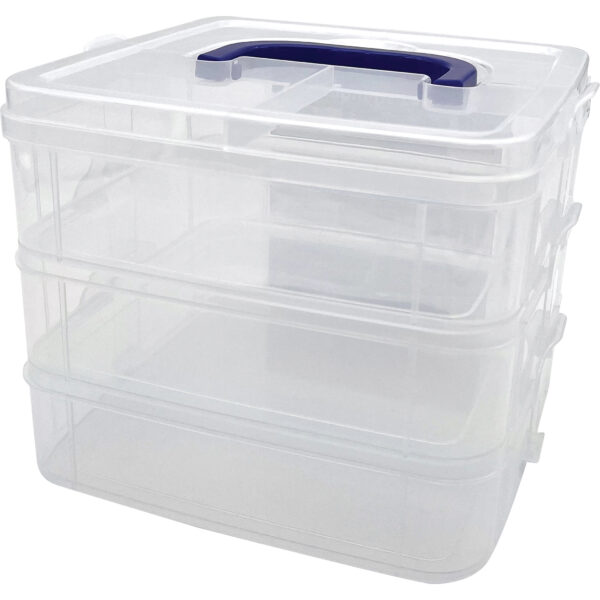 Clear Stackable Storage Containers - 3 Tiers - Pack of 3