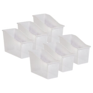 Plastic Book Bin, Clear, Pack of 6