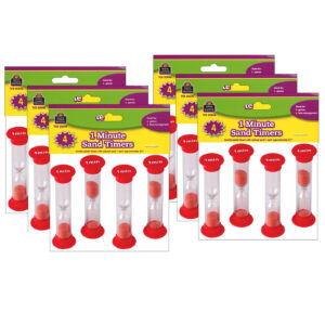 Sand Timers, Small, 1 Minute, 4 Per Pack, 6 Packs