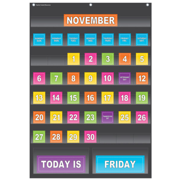 Black Calendar Pocket Chart (25" x 36")