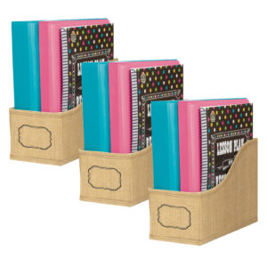 Burlap Design Book Bin, Pack of 3