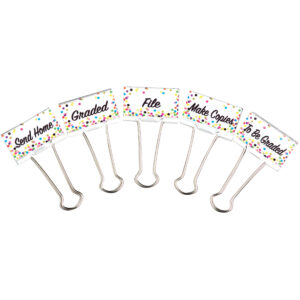 Confetti Large Binder Clips, Management, 5 Per Pack, 3 Packs