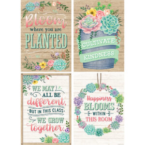 Rustic Bloom Posters, 13-3-8" x 19", Set of 4