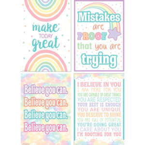 Pastel Pop Positive Posters, Set of 4