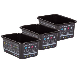 Chalkboard Brights Small Plastic Storage Bin, Pack of 3