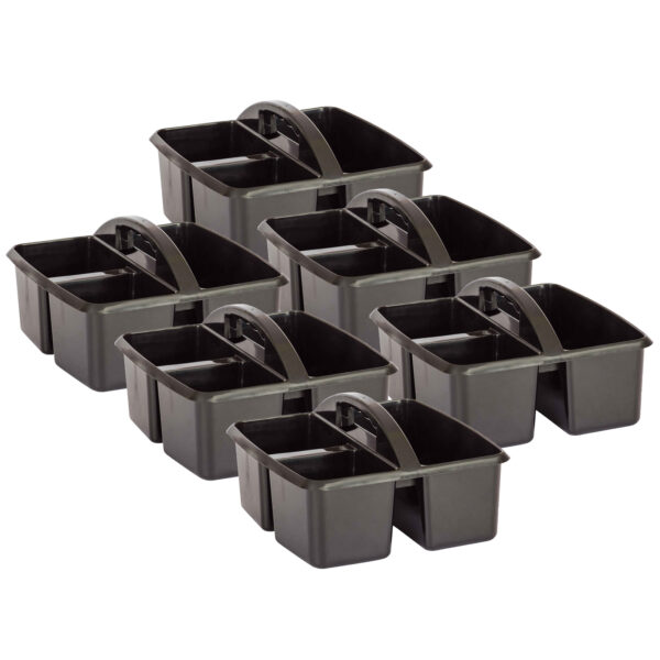 Plastic Storage Caddy, Black, Pack of 6