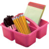 Pink Plastic Storage Caddy, Pack of 6