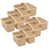 Plastic Storage Caddy, Light Brown, Pack of 6