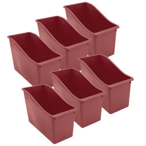 Plastic Book Bin, Deep Rose, Pack of 6