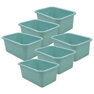 Small Plastic Storage Bin, Calming Blue, Pack of 6