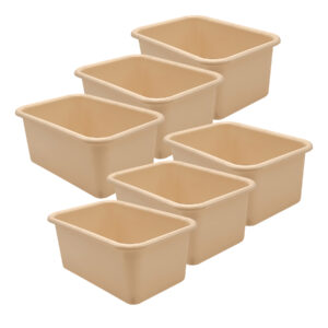 Small Plastic Storage Bin, Light Brown, Pack of 6