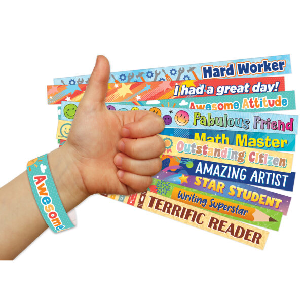 Positive Reinforcement Brag Bracelets, 10 Designs, 100 Per Pack, 3 Packs