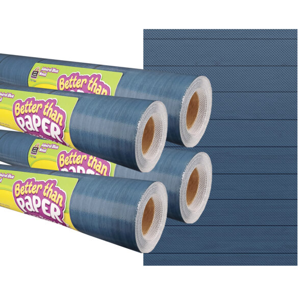 Admiral Blue Wood Better Than Paper Bulletin Board Roll, 4' x 12', Pack of 4