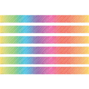 Colorful Scribble Straight Border Trim, 35 Feet Per Pack, 6 Packs