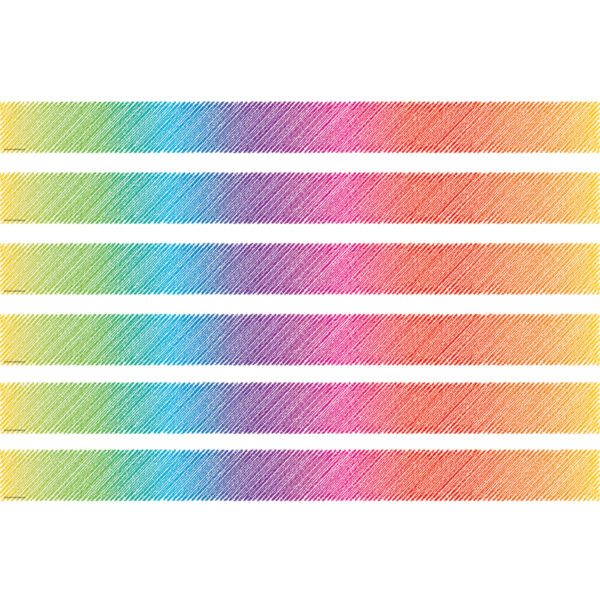 Colorful Scribble Straight Border Trim, 35 Feet Per Pack, 6 Packs