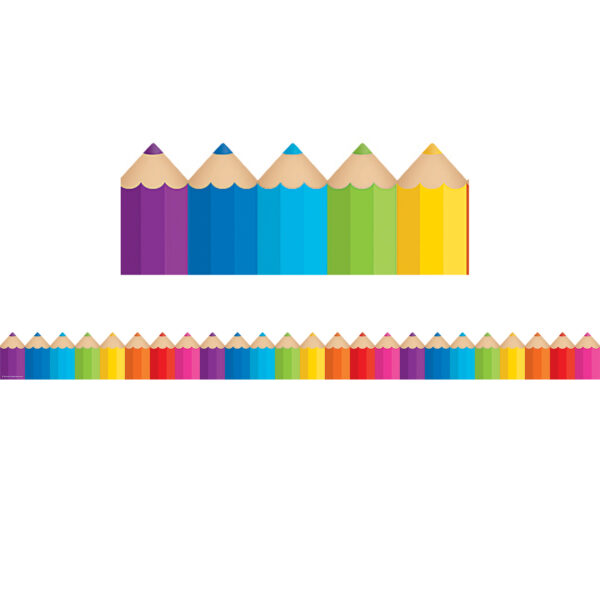 Colored Pencils Die-Cut Border Trim, 35 Feet Per Pack, 6 Packs