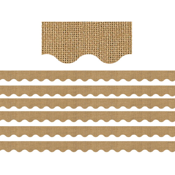 Burlap Design Scalloped Border Trim, 35 Feet Per Pack, 6 Packs