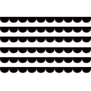 Black with White Scalloped Die-Cut Border Trim, 35 Feet Per Pack, 6 Packs