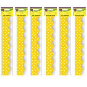 Yellow Mini Polka Dots Border Trim, 35 Feet Per Pack, 6 Packs