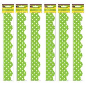 Lime Mini Polka Dots Border Trim, 35 Feet Per Pack, 6 Packs