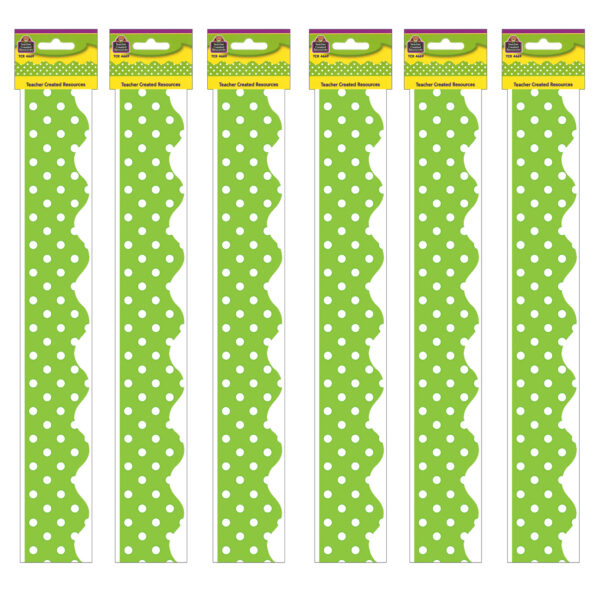 Lime Mini Polka Dots Border Trim, 35 Feet Per Pack, 6 Packs