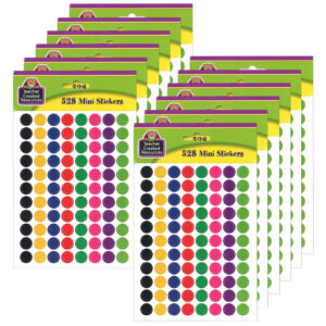 Colorful Circles Mini Stickers, 3-8" Diameter, 528 Per Pack, 12 Packs