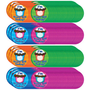 I Am __ Years Old Today WearEm Badges, 32 Per Pack, 6 Packs