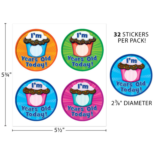 I Am __ Years Old Today WearEm Badges, 32 Per Pack, 6 Packs