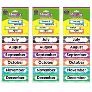 Chevrons and Dots Monthly Headliners, 12 Pieces Per Pack, 3 Packs