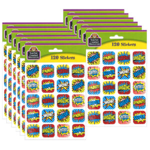 Superhero Stickers, 1", 120 Per Pack, 12 Packs